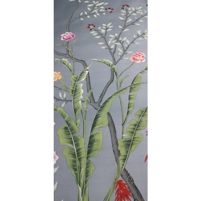 Not Yet Made - Made To Order Birds Awakening Garden on Blue Wallpaper Mural - Set of 7 For Sale - Image 5 of 11