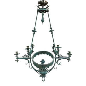 1860s Bronze Gasolier 7 Light Chandelier