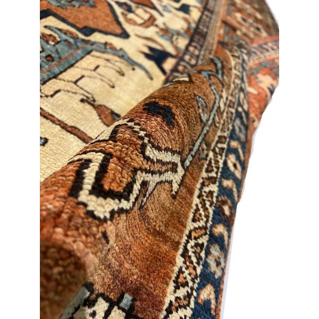 Mid 18th Century Mid 18th Century Rust Hand Knotted Persian Antique Serapi For Sale - Image 5 of 13