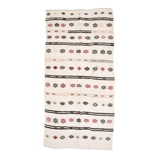 Mid 20th Century Embroidered Vintage Turkish Hemp Kilim For Sale