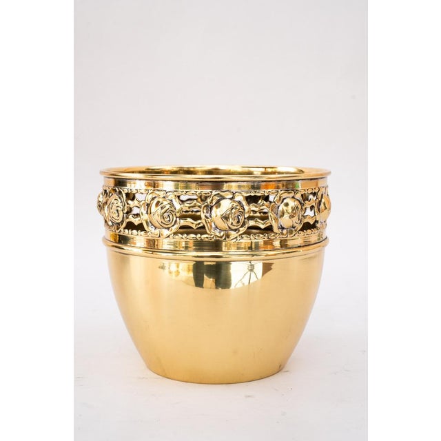 Jugendstil Argentor Floral Brass Flower Pot, Vienna,1908 For Sale - Image 9 of 9