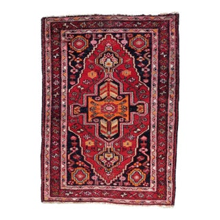 1920s, Antique Persian Hamadan Rug 3.5' X 4.8' For Sale