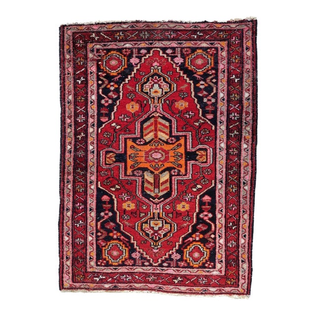 1920s, Antique Persian Hamadan Rug 3.5' X 4.8' For Sale