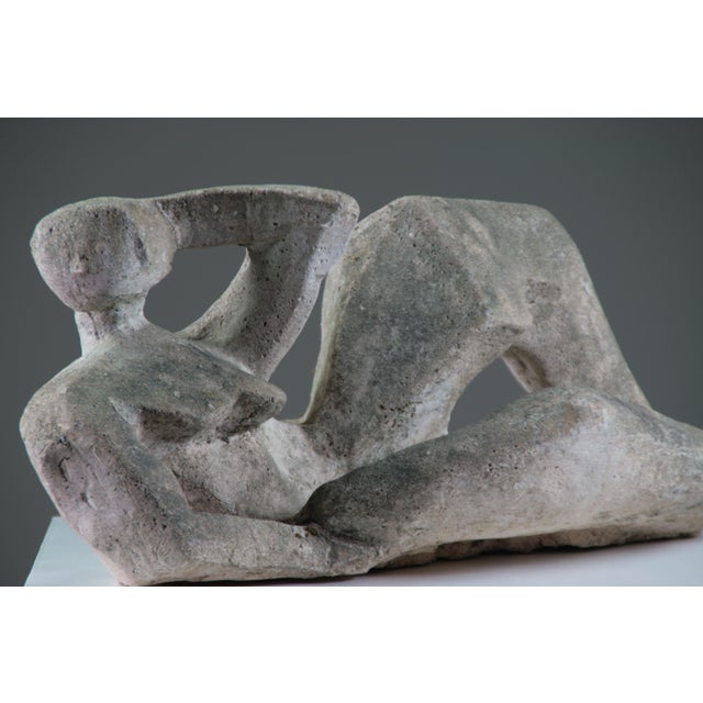 French Artist, Modernist Sculpture of a Reclining Female Nude, Reconstituted Stone For Sale - Image 12 of 18