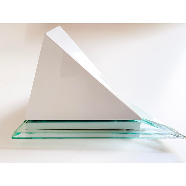 Vintage Postmodern Acrylic and Metal White Triangular Wall Lamp by Happy Light, 1980s For Sale - Image 11 of 17