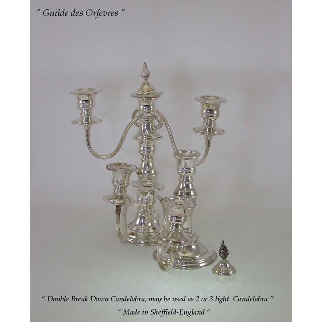 1980’s Vintage/New Old Stock Pair of Silverplate 3-Light Candelabras, Beaded For Sale In New York - Image 6 of 13