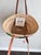 A Giselle Handwoven Straw Basket / Tote Featuring a Large Bow Made From Colorful Print and Brown Leather Shoulder Straps. For Sale - Image 4 of 12