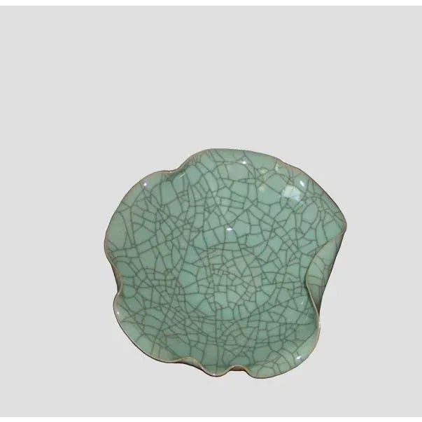 Asian Modern Lotus Leaf Celadon Porcelain Plate For Sale - Image 4 of 8