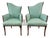 1940s Pair Grosfeld House Asymmetrical Arm Chairs Aqua Fabric, Attributed For Sale