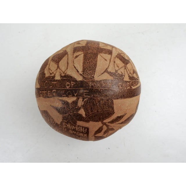 Vintage Folk Art Hand Carved Gourd Bowl For Sale In Seattle - Image 6 of 8