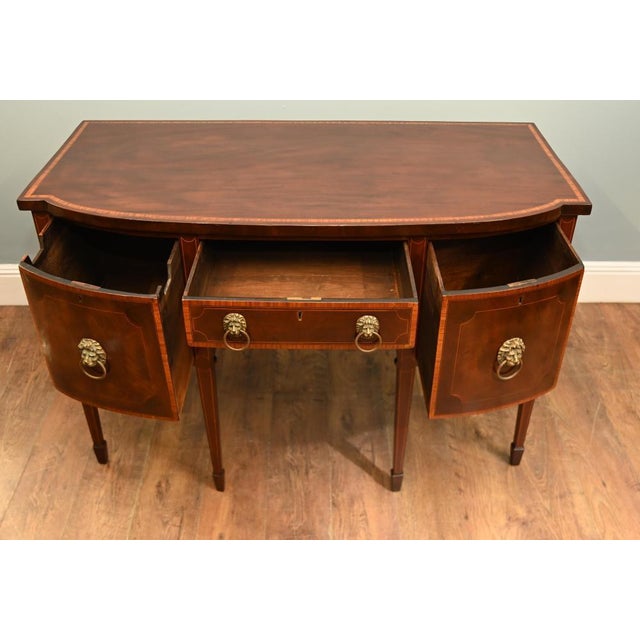 Gold Edwardian Sheraton Mahogany Sideboard, 1910 For Sale - Image 8 of 12