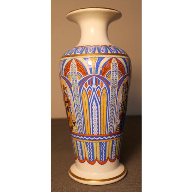 Victorian Late 19th Century English Prattware Style Persian Motifs Footed Baluster Vase For Sale - Image 3 of 9