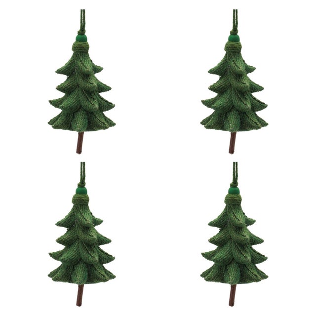 2020s Rustic Tree Ornaments (Set of 4)  5.5" Plastic with Jute Hangers For Sale - Image 5 of 5