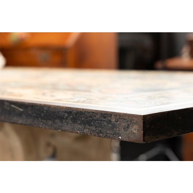 Italian Late 19th Century Monumental Italian Scagliola Dining Table on Carved Stone Scroll Bases For Sale - Image 3 of 7
