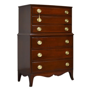 Mid Century Federal Style Mahogany Highboy Chest of Drawers For Sale