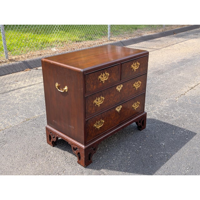 Vintage Georgian Style Burl Walnut Chest of Drawers For Sale In Washington DC - Image 6 of 15