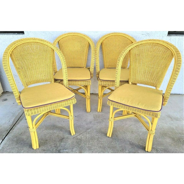 Palecek Weather Resistant Wicker Dining Chairs With Washable Cushions - Set of 4 For Sale - Image 11 of 11