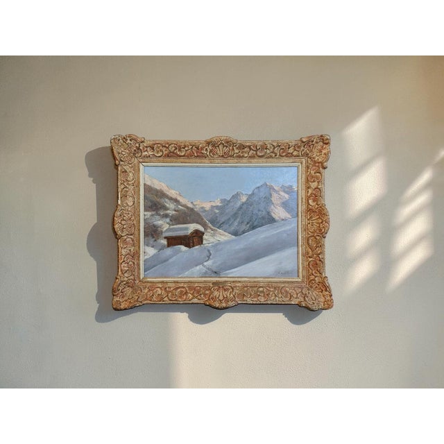 Blue Clément Castelli, Snowy Landscape, 1890s, Oil Painting on Canvas, Framed For Sale - Image 8 of 15