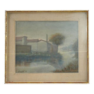 A. Bratti, Golden Frame Beauty of a Serene Landscape, 2000s, Oil on Canvas, Framed For Sale