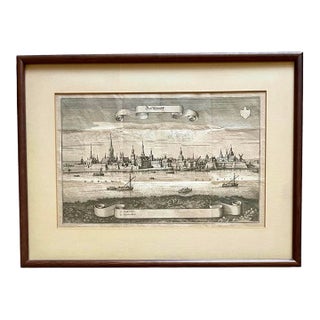 Antique Engraving of Düsseldorf Rhine River by Matthäus Merian the Elder From Topographia Germanaie 1647 For Sale