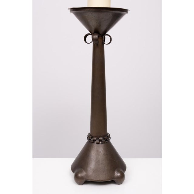 Amsterdam School Art Deco Hammered Copper Candleholder, 1920 For Sale - Image 9 of 9