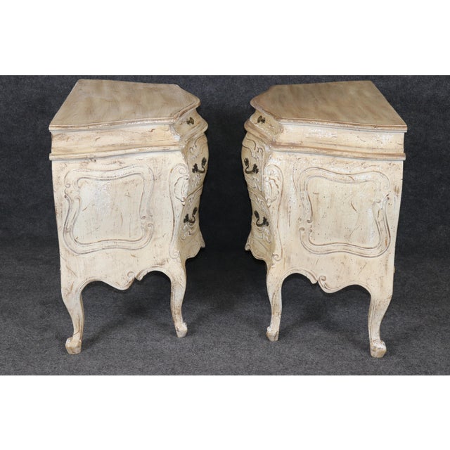 Paint Pair of Antique Italian Rococo Style Parcel Gilt Paint Decorated Commodes For Sale - Image 7 of 16