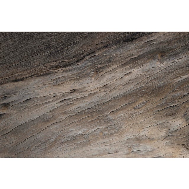 Large Bleach Teak Slab Coffee Table on Metal Base For Sale In Dallas - Image 6 of 7