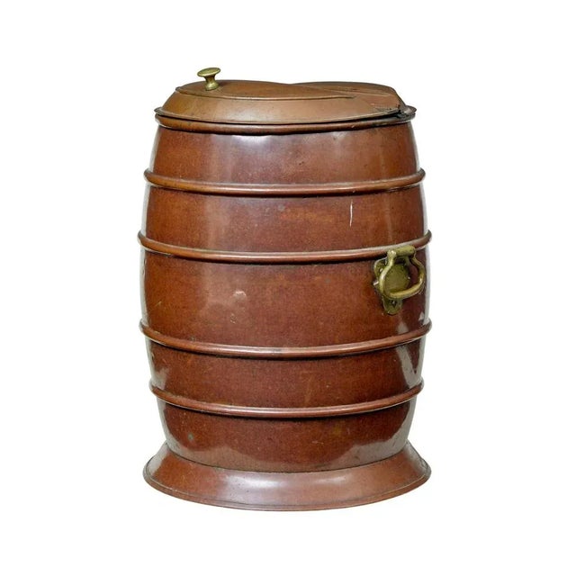 Scandinavian copper and brass water barrel circa 1870. We are pleased to offer this decorative copper water barrel...