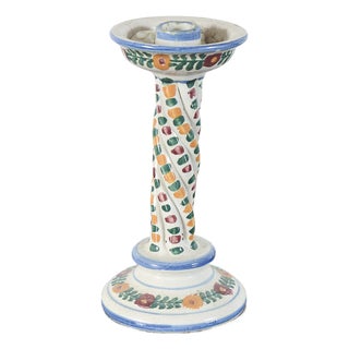 Majolica Ceramic Castle Candleholder For Sale