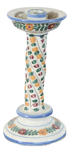 Majolica Ceramic Castle Candleholder