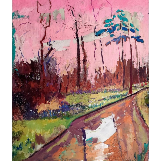 Contemporary Linda Clerget, Under a Pink Sky, Acrylic on Canvas For Sale - Image 3 of 4