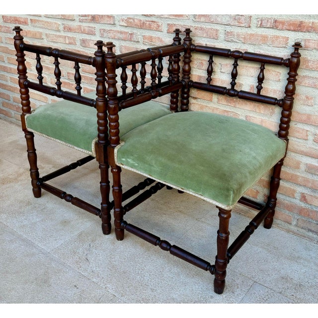 Mid-Century French Corner Chairs, 1940s, Set of 2 For Sale - Image 12 of 18