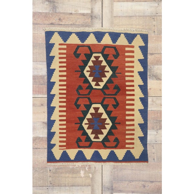 Red Vintage Persian Shiraz Kilim Rug - 02'11 X 03'09 For Sale - Image 8 of 9