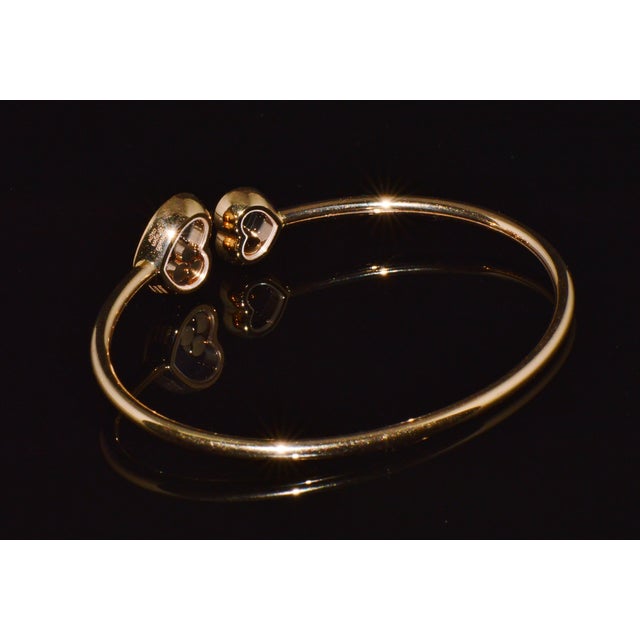 Late 20th Century Late 20th Century Authentic Chopard Happy Diamonds Icons 0.54ct Diamond Heart Open Bangle Bracelet 18k Rose Gold For Sale - Image 5 of 14
