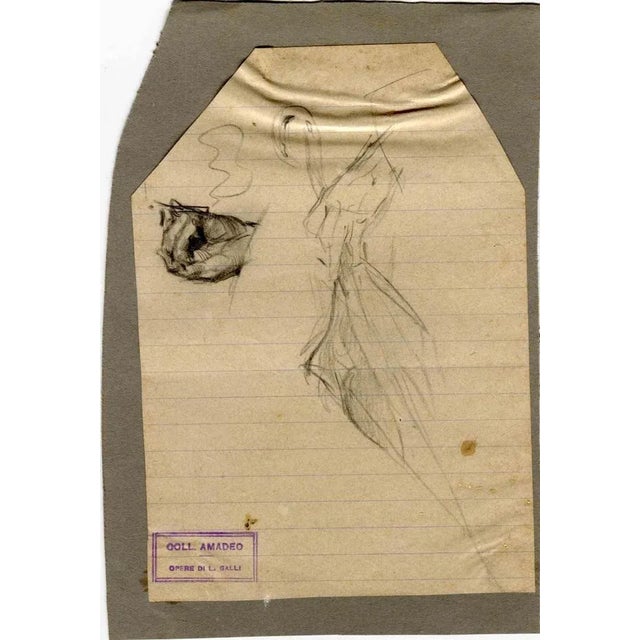 The Hand is an original pencil drawing realized by Luigi Galli (1820-1906) in the late 19th Century. Stamped," Coll....
