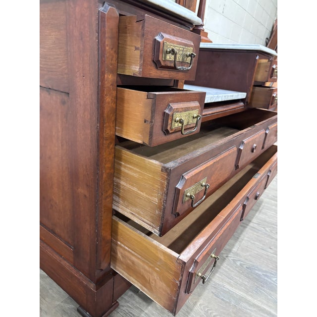 Antique 1800s Victorian Eastlake Walnut Dressing Stand Dresser Bedroom Vanity For Sale - Image 10 of 14