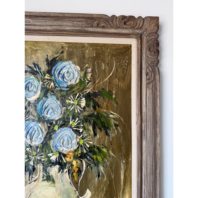 Wood 1970s Etta Benjamin Cien (American, 1924-2009) Impressionist Heavy Impasto Floral Still Life Oil on Masonite Painting, Framed For Sale - Image 7 of 12