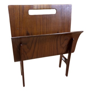 Vintage Danish Magazine Rack by Ejnar Larsen and Aksel Bender Madsen for Willy Beck, 1960 For Sale