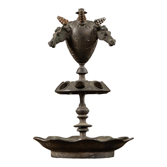19th Century Victorian Figural Horse-Head Kerosene Smoking Stand & Cigar Lighter For Sale