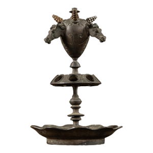 19th Century Victorian Figural Horse-Head Kerosene Smoking Stand & Cigar Lighter