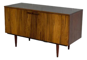 Danish Rosewood Sideboard Credenza Storage Unit With Hinged Doors Denmark 1960s