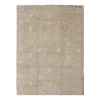 Wool and Silk Tan and Taupe Tibetan Rug by Keivan Woven Arts 8'10 X 11'11 For Sale