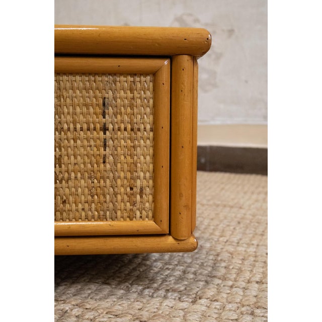 Bamboo and Woven Rush Coffee Table, 1970s For Sale - Image 4 of 7