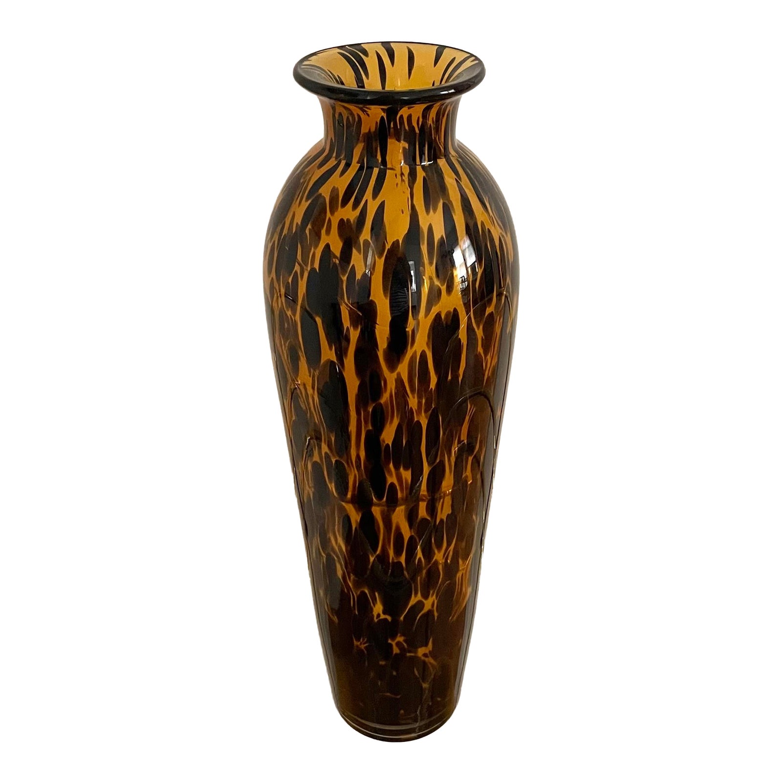 1980s Tortoise Shell HandBlown Glass Vase Chairish