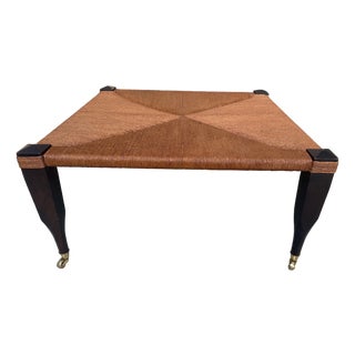 Vintage Rush Top Coffee Table With Brass Casters For Sale