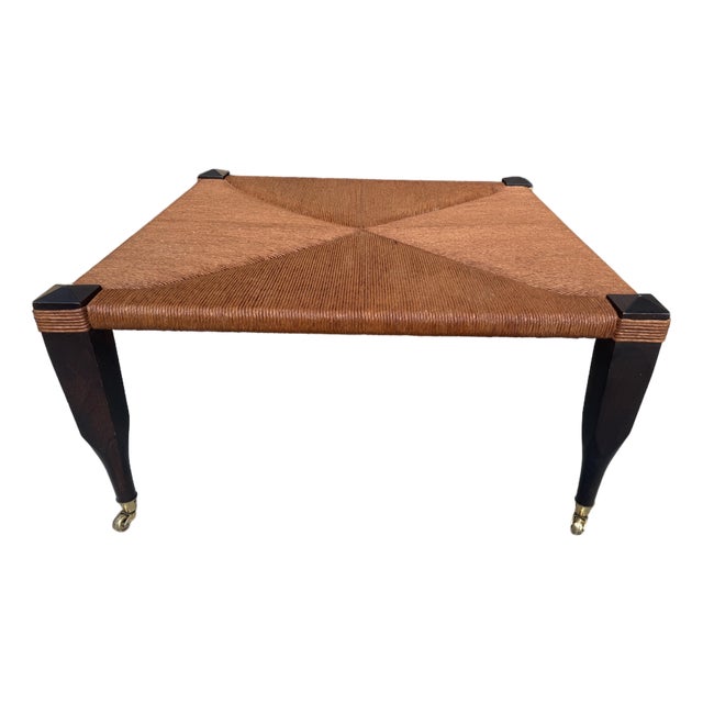 Vintage Rush Top Coffee Table With Brass Casters For Sale