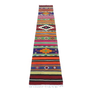 1980s Colorful Milet Nomad's Kilim Runner Rug For Sale