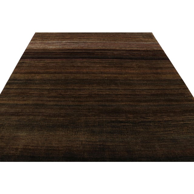 2010s Rug & Kilim’s Modern Textural Rug in Brown, Umber and Purple Stripes and Striae For Sale - Image 5 of 7