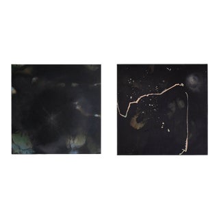 Original Diptych Pair of Abstract Celestial Night Sky Paintings on Canvas by Artist Casey R Klein For Sale