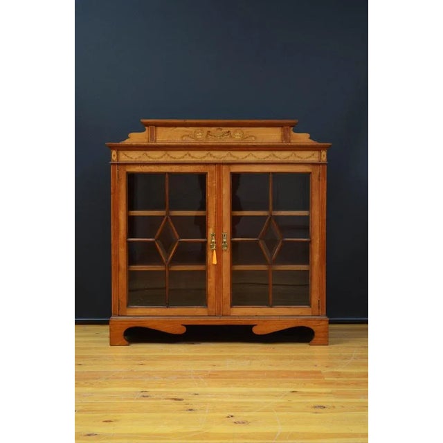 Antique Edwardian Satinwood Cabinet Bookcase, 1900 For Sale - Image 13 of 13
